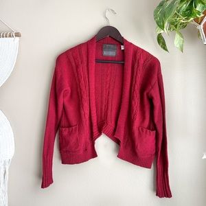Anthropologie Guinevere Red Open Front Cardigan